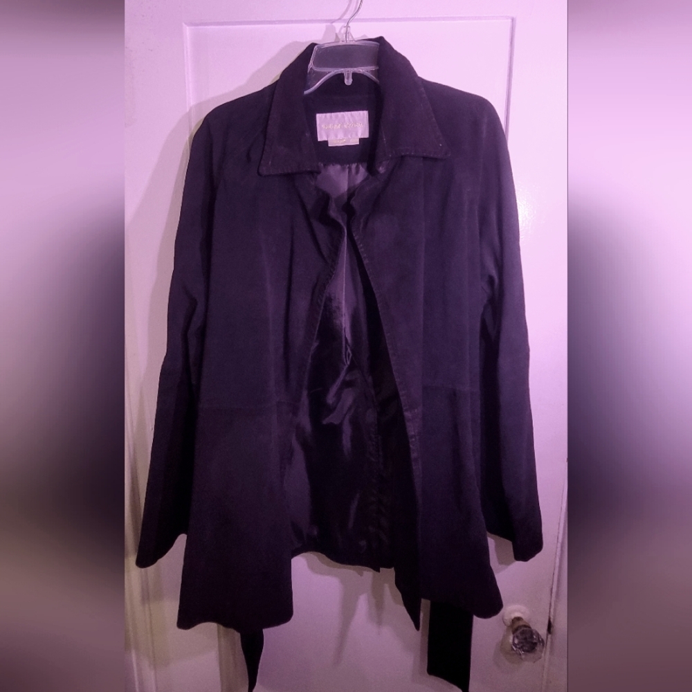 Suede leather coat, trench coat style, size xl